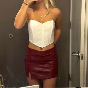 NWT Red Faux Leather Mini Skirt